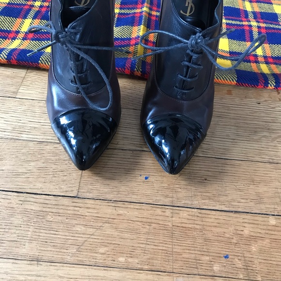 Yves Saint Laurent Oxford Wooden Block Heels Black - Picture 2 of 8